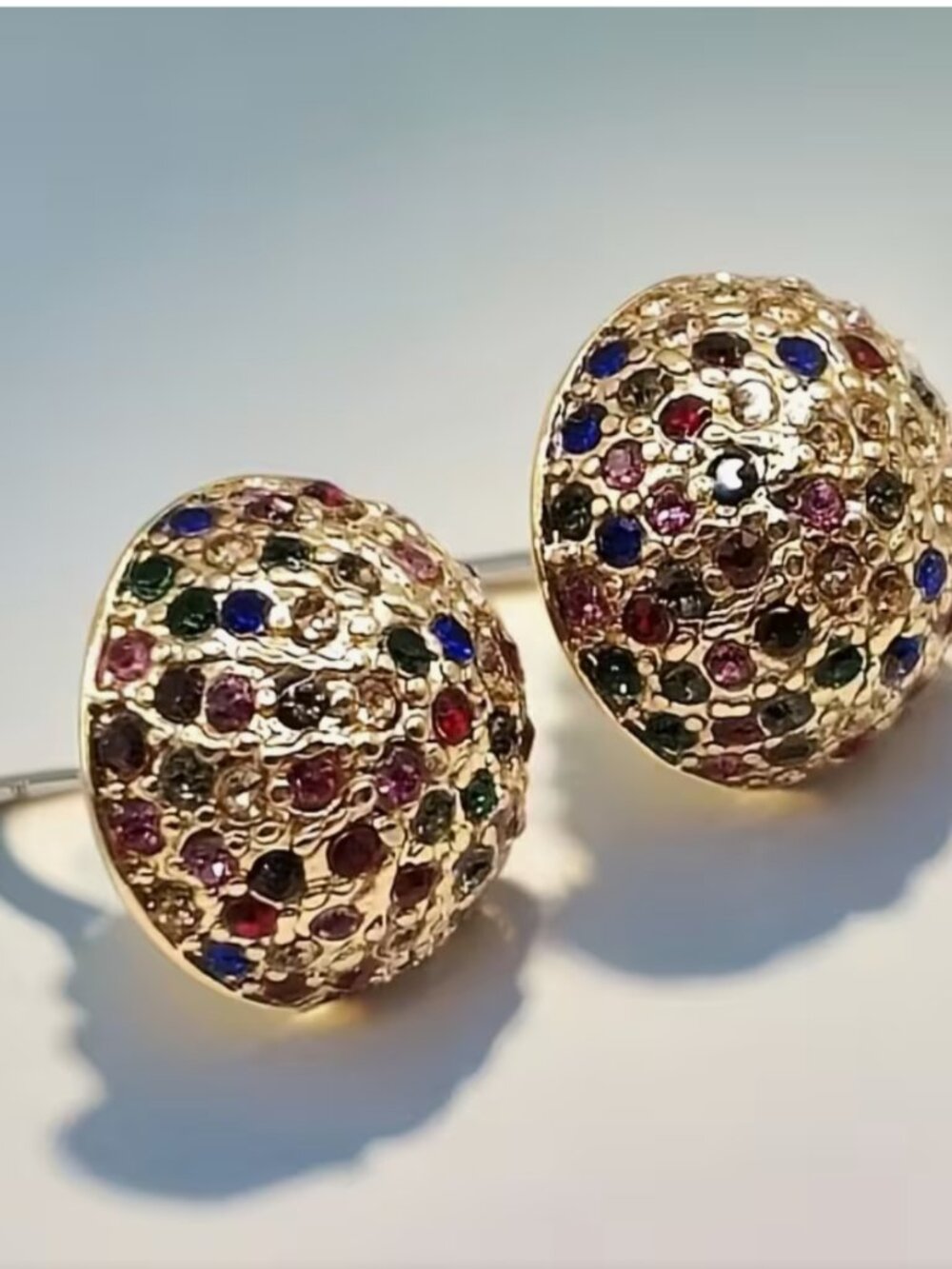 NEW Anastasia Bejeweled Sparkling Gold Dome Button Earrings Stud
